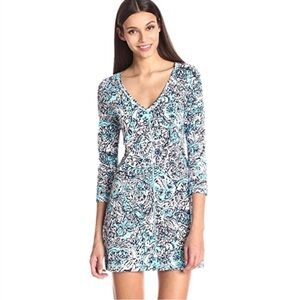 Lilly Pulitzer Hippy Hippy Shake Shorely Blue White Print Cotton Dress Size XS